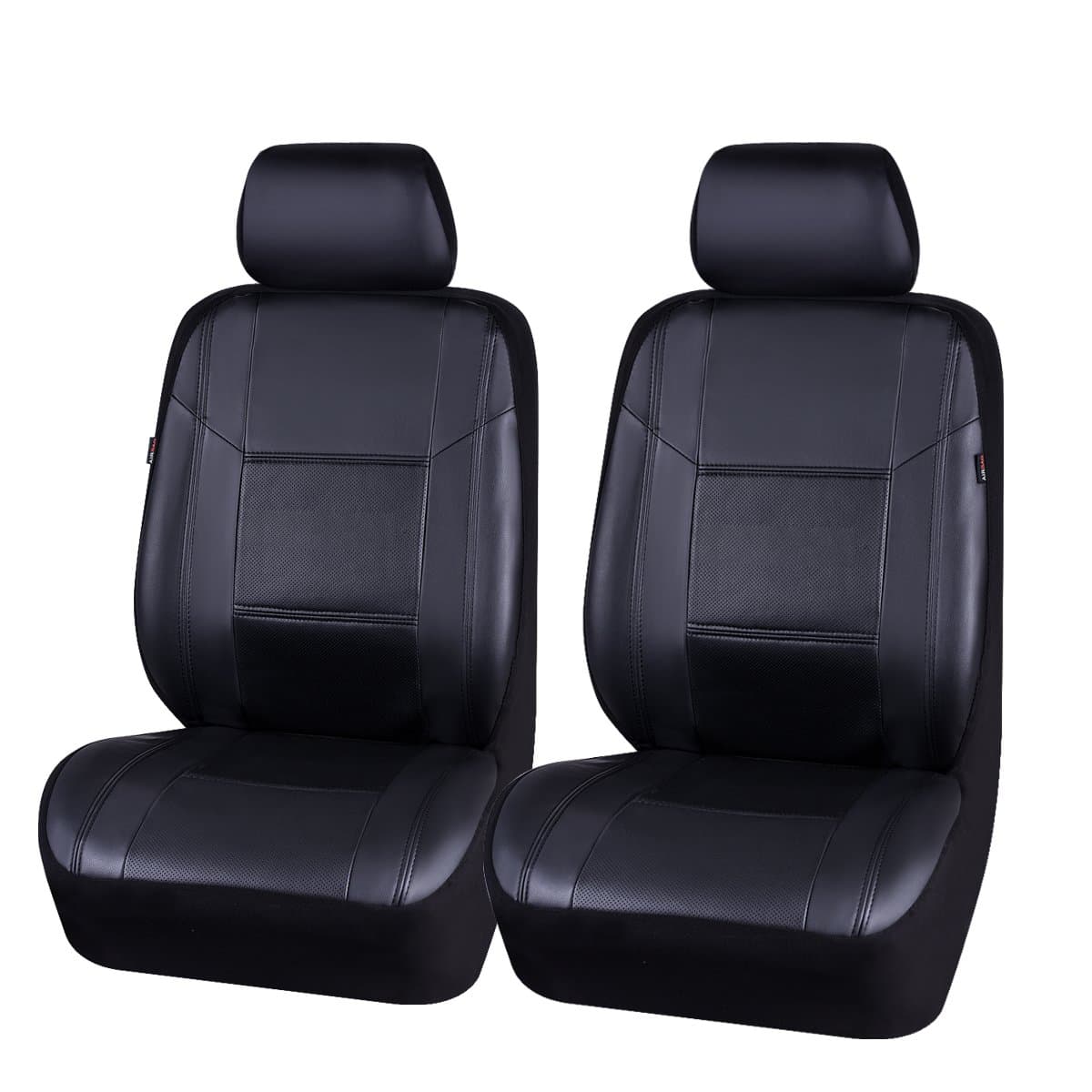 CAR Pass Skyline Two Front Pu Leather Car Seat Covers -Airbag Compatible, Universal fit for Cars,Suvs,Vehicles(Front Seat,Black and Black