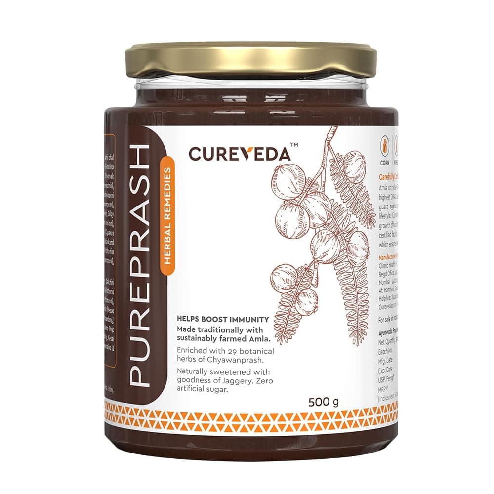 Herbal Pureprash For Immunity Support for all age groups- Jaggery based, sugar free Chyawanprash (500gms) Visit the Cureveda Store