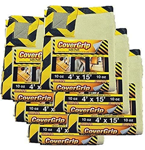 Heavy Duty Safe Path 10 Oz Canvas Safety Drop Cloth, 4' x 15', (Pack of 6)