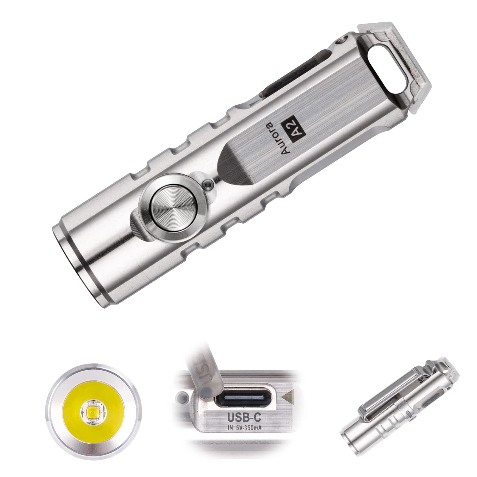 Aurora A2 G4 Bright Keychain Flashlight USB C Rechargeable EDC Flashlight 650 lumens Small Magnetic Clip Flashlight, Lockout Feature Momentary On for Daily Carry Use