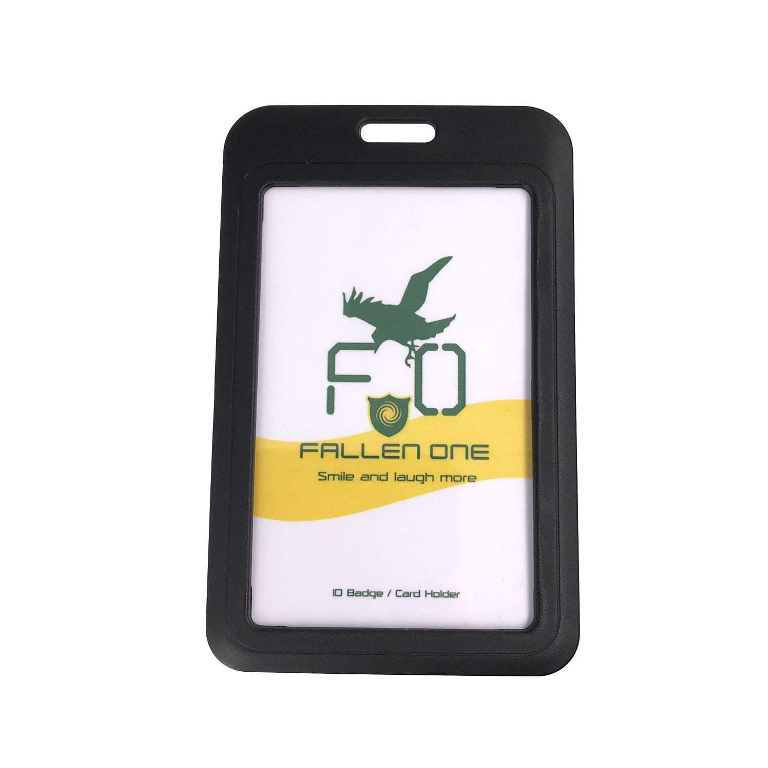 Fallen One 5 Pack Hard Plastic ID Badge Holder for Lanyard, Vertical ID Badge Case, Black