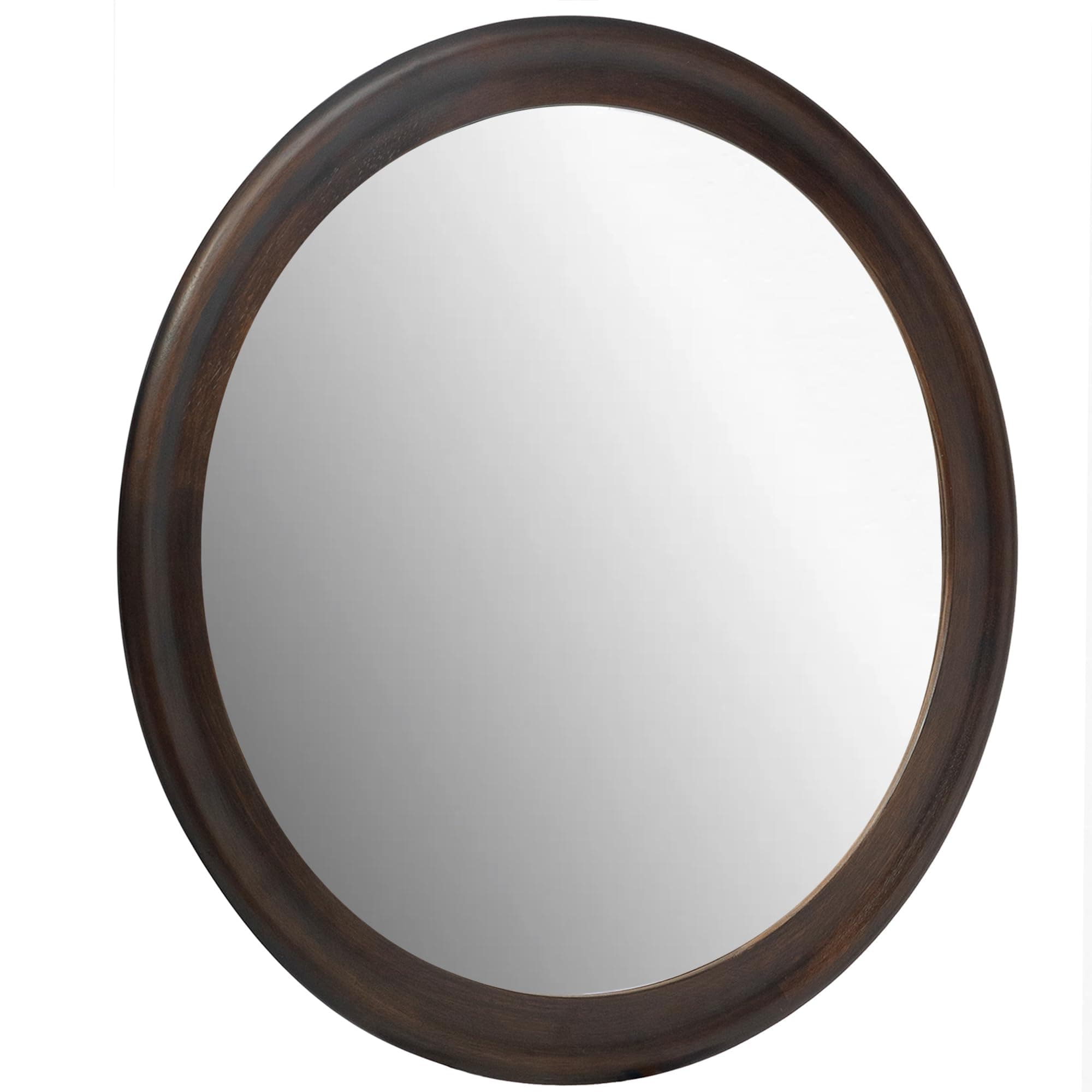 CULER Round Wall Mirrors 36 Inch,Wood Rustic Decorative Transitional Mirror with Walnut Frame for Wall,Farmhouse Mirror for Bathroom Bedroom Living Room or Entryway（Dark Brown）