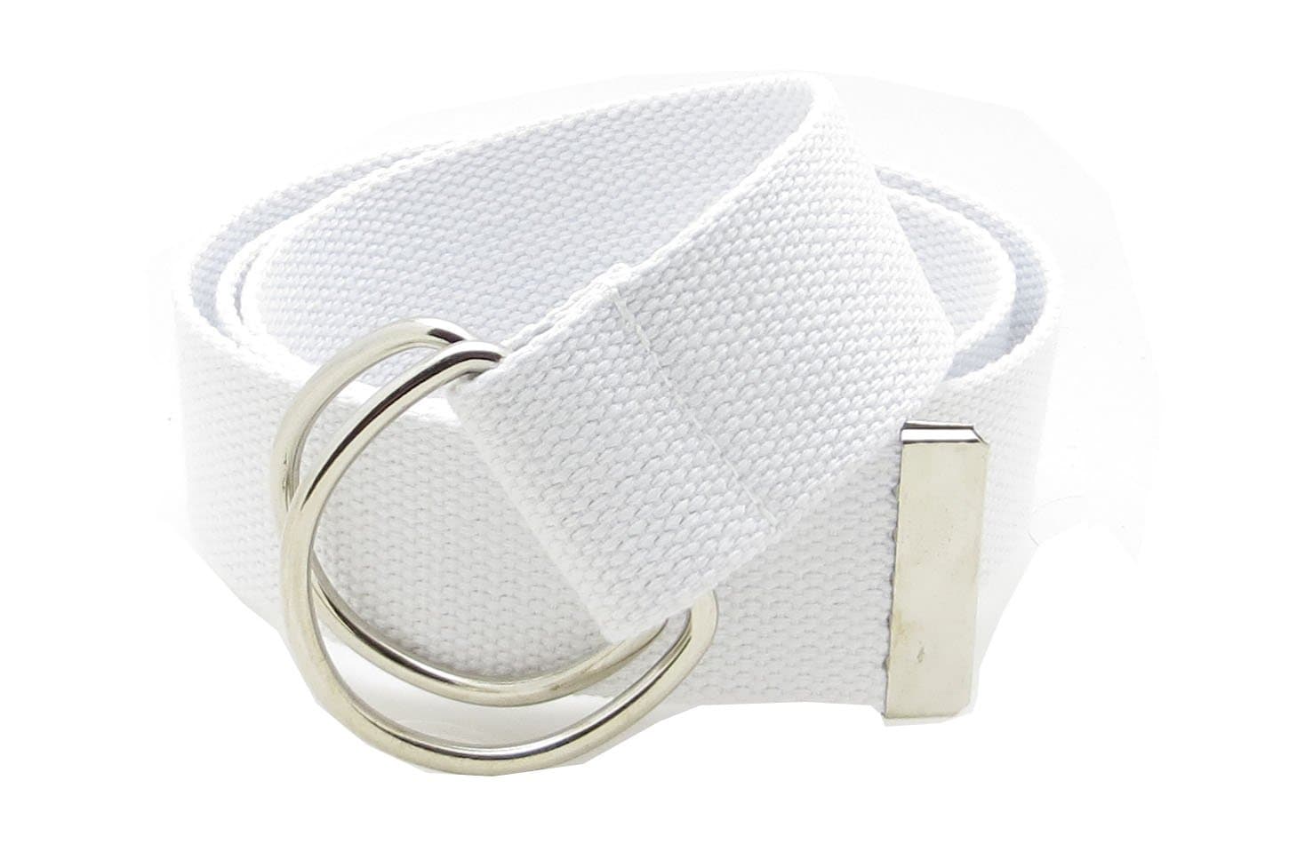 Canvas Web Belt Double D-Ring Buckle 1.5" Wide with Metal Tip Solid Color