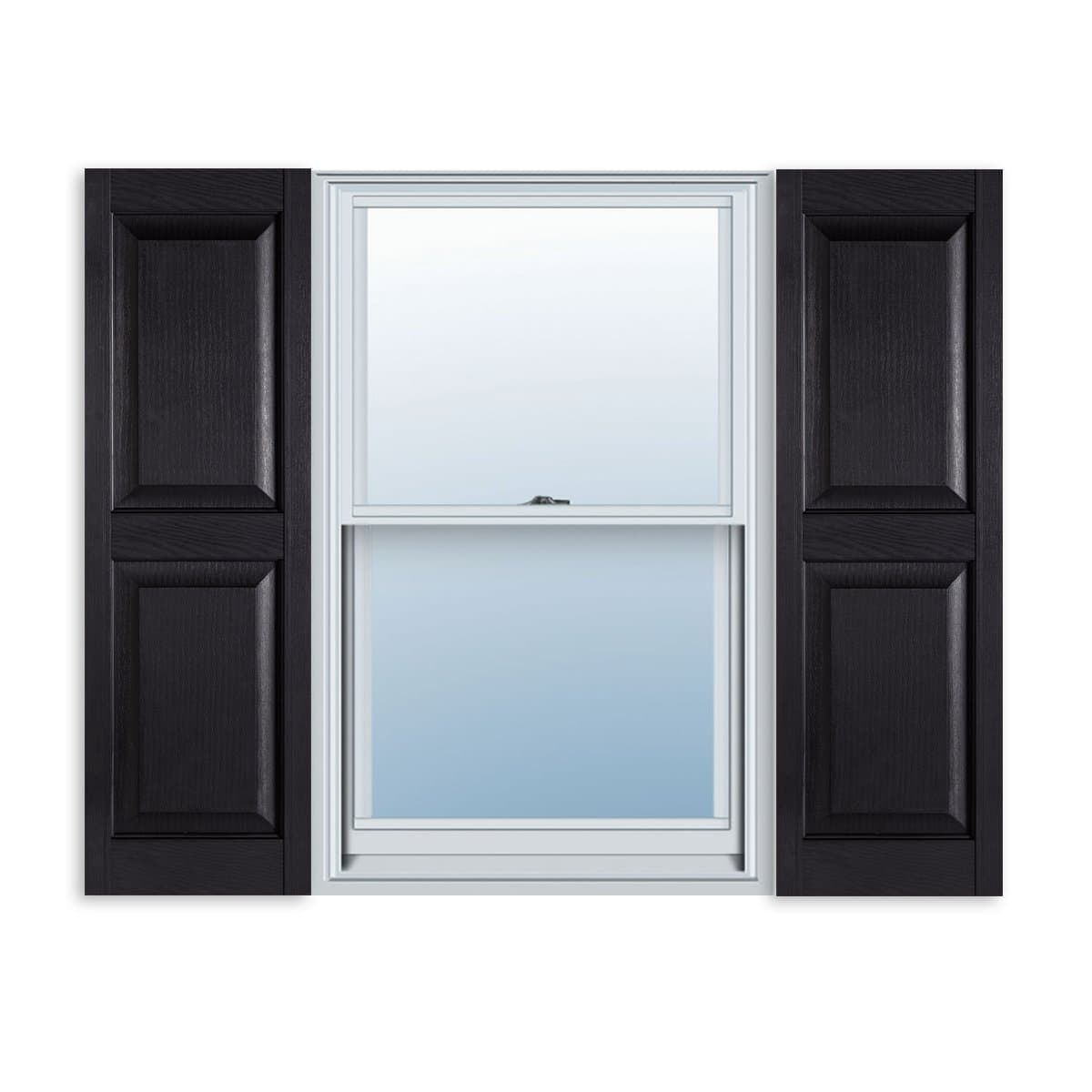 Exterior Solutions Standard Raised Panel Exterior Vinyl Shutter, Black (Pair), 15 Inch x 59 Inch
