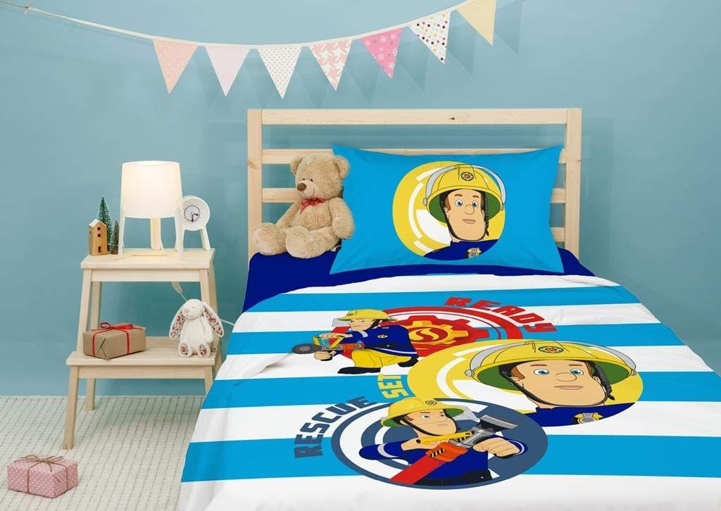 MY HONEY CHILD 3-Piece Fireman Sam Single Polyester Bedding Duvet & Pillow Cover Set