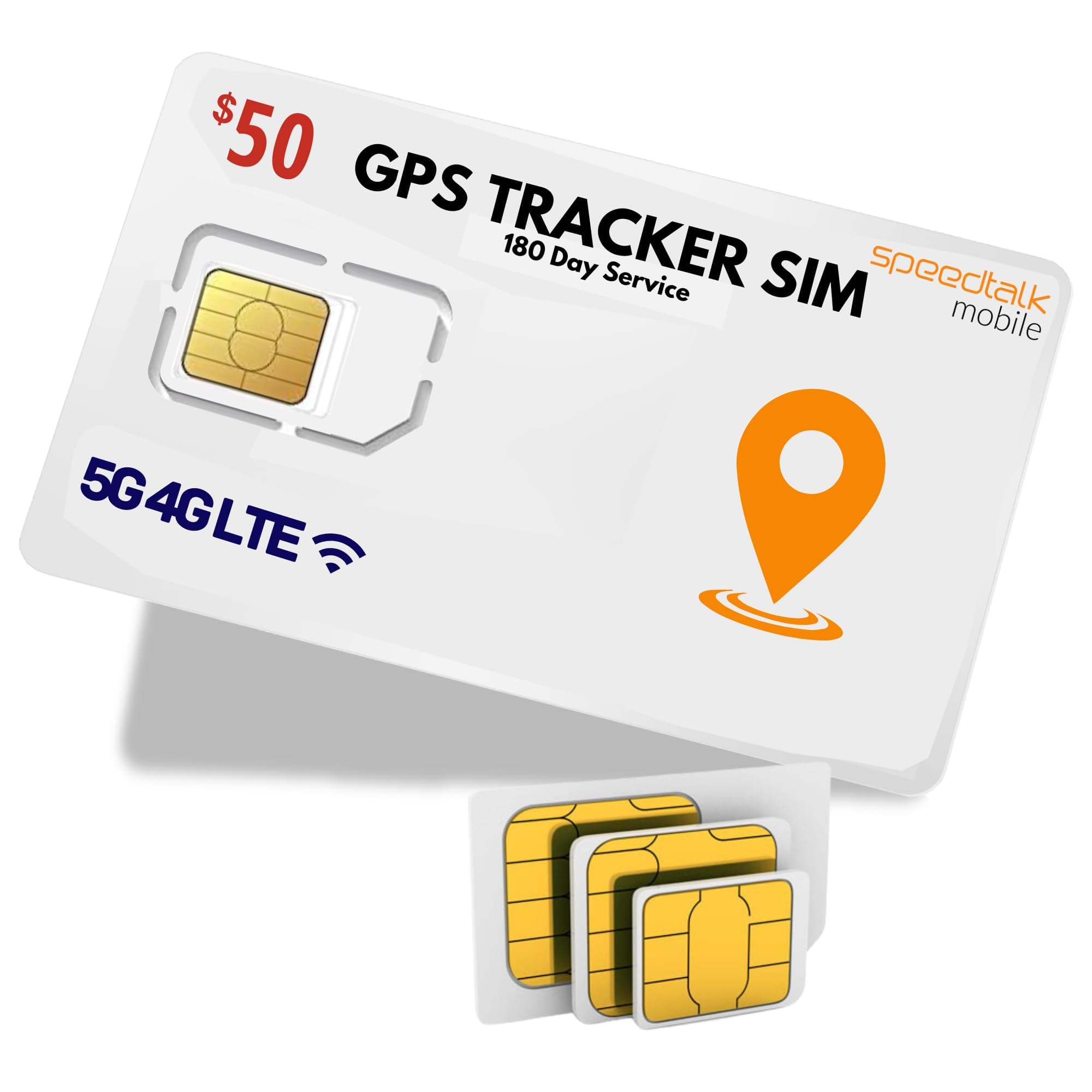 SpeedTalk Mobile$50 GSM SIM Card for GPS Tracking Devices - Pet Kid Senior Vehicle Tracker - 180-Day Wireless Service