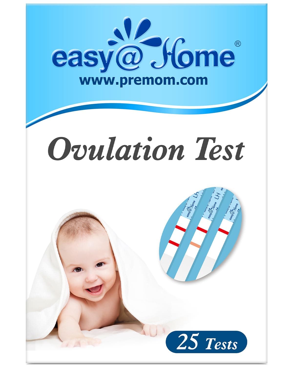 Easy@Home Ovulation Test Strips, 25 Pack Fertility Tests, Ovulation Predictor Kit, Powered by Premom Ovulation Predictor iOS and Android App, 25 LH Strips