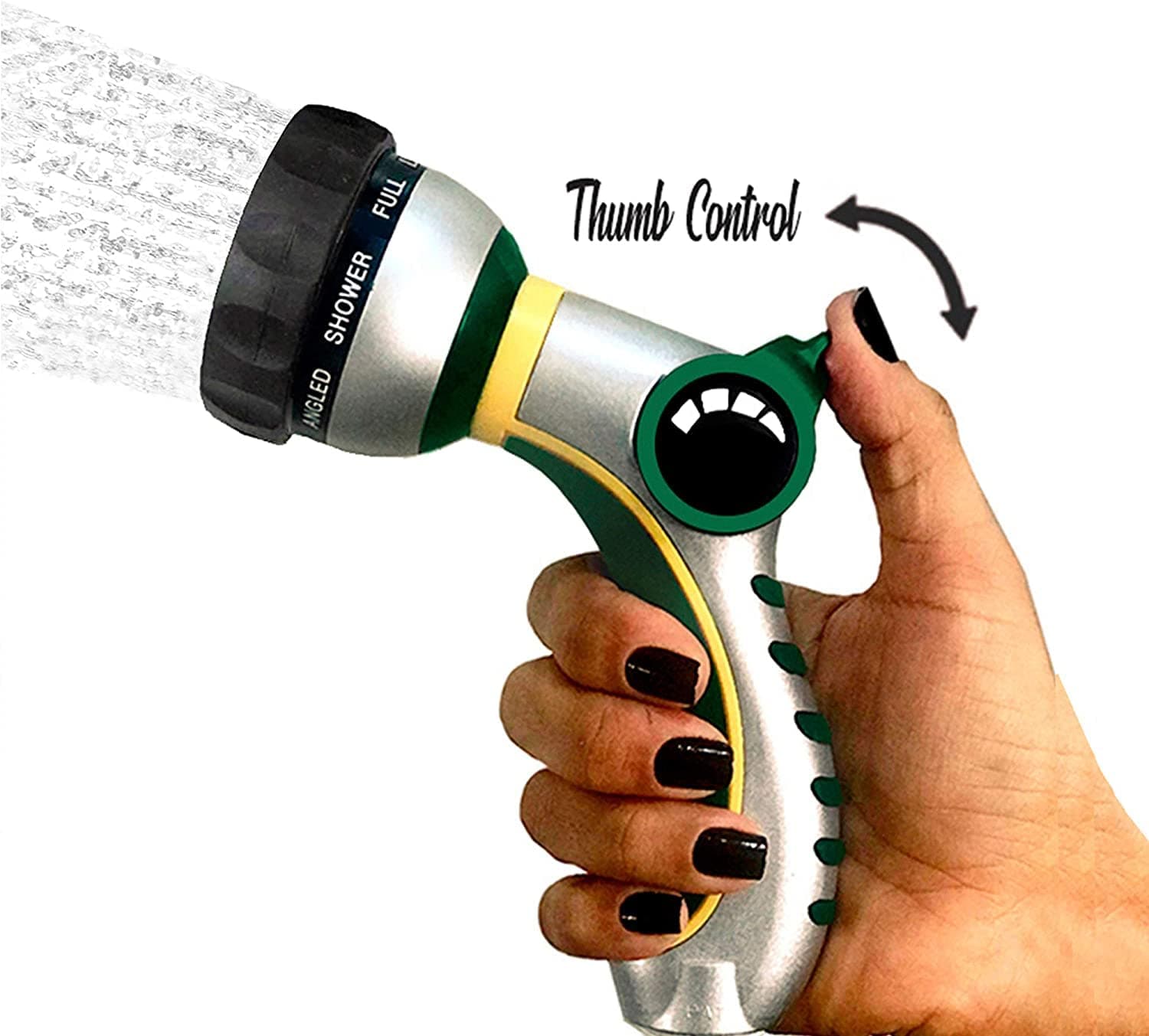 Best Thumb Control Hose Nozzle 2020, Ergonomic, 8 Watering Patterns, Slide Switch at Your Fingertips, Internal Body Built In Metal And External In ABS Engineering Thermoplastic