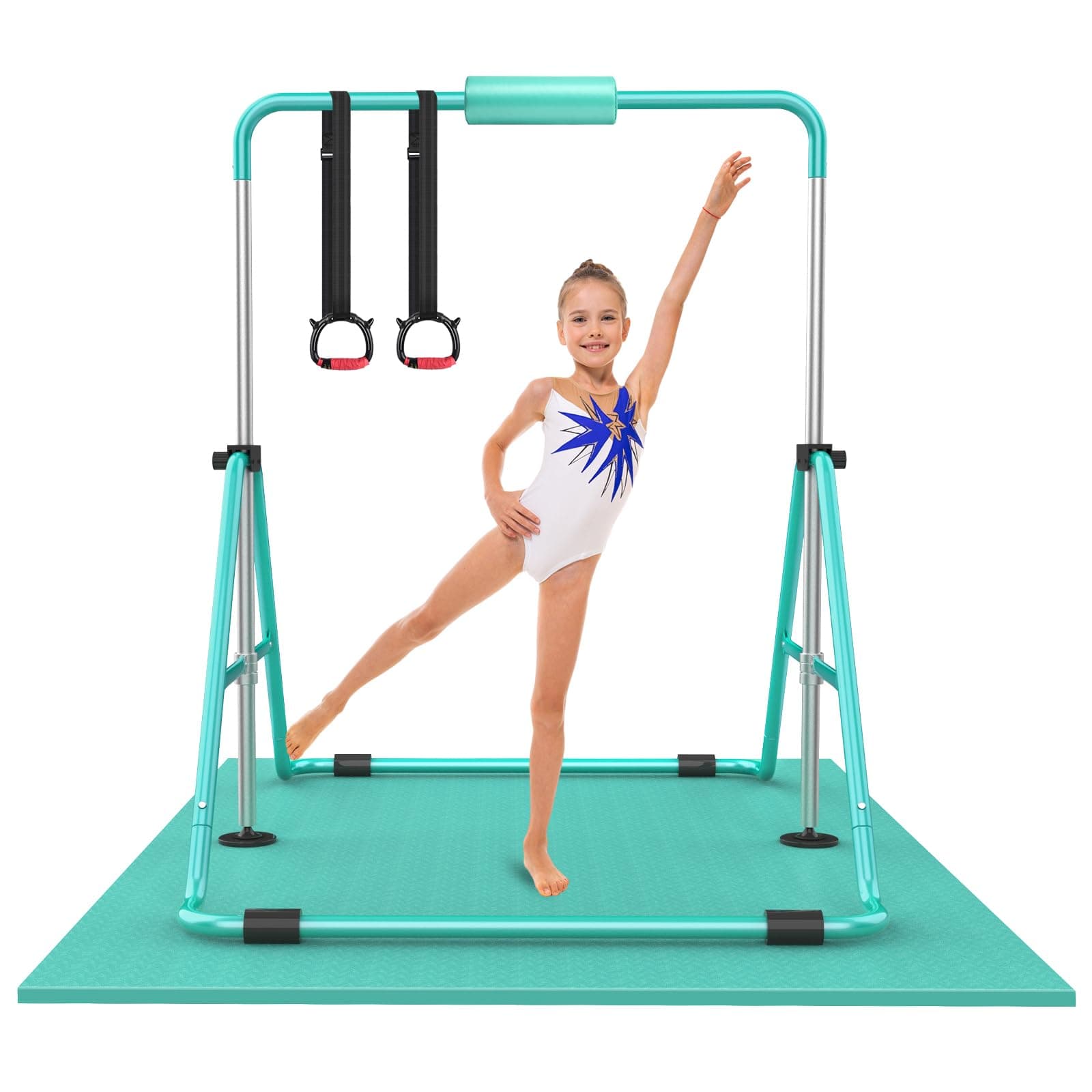 RINREA Gymnastic Bars for Kids with Adjustable Height, Folding Gymnastic Training Kip Bar, Expandable Horizontal Bar for Home