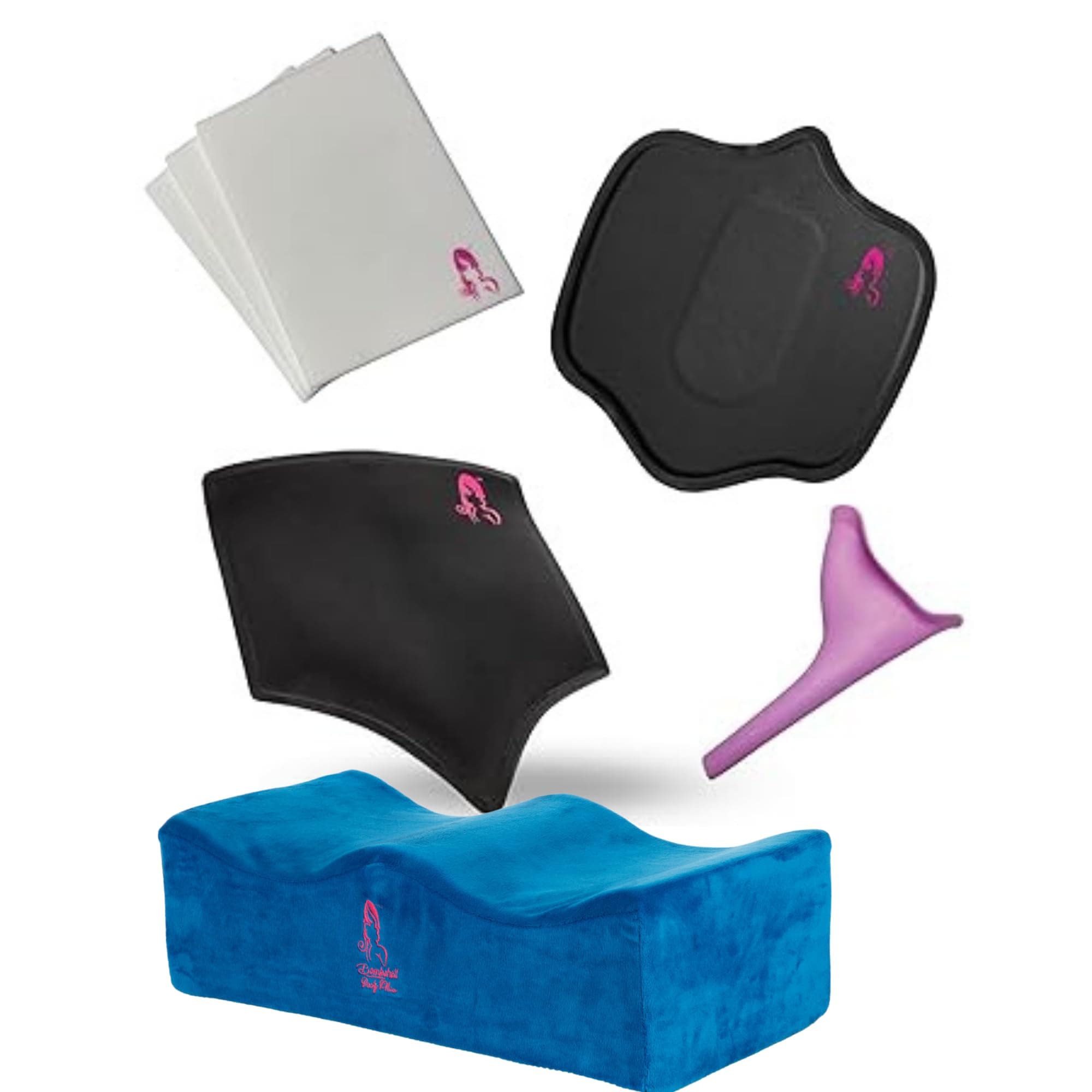 bombshell booty pillow BBL Post Surgery Supplies Kit + Lumbar Backboard, Ab Board, 3 Lipo Foam, Female Urinal, Blue)