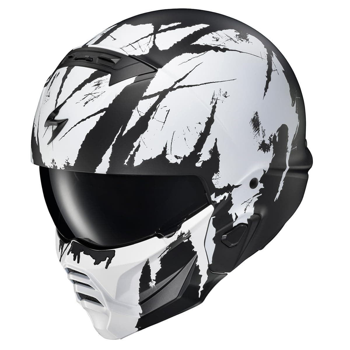 ScorpionEXO Covert 2 Open Face 3/4 Full Mode Motorcycle Helmet Bluetooth Ready Speaker Pockets Interchangeable Mouth Cover DOT Approved Marauder 2 (Matte Black/White - Small)