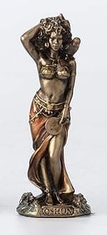 3 1/2 Inch Oshun Santeria Orisha Goddess of Love, Beauty and Marriage Cast Resin Hand Painted Antique Bronze Finish Statue Home Decor