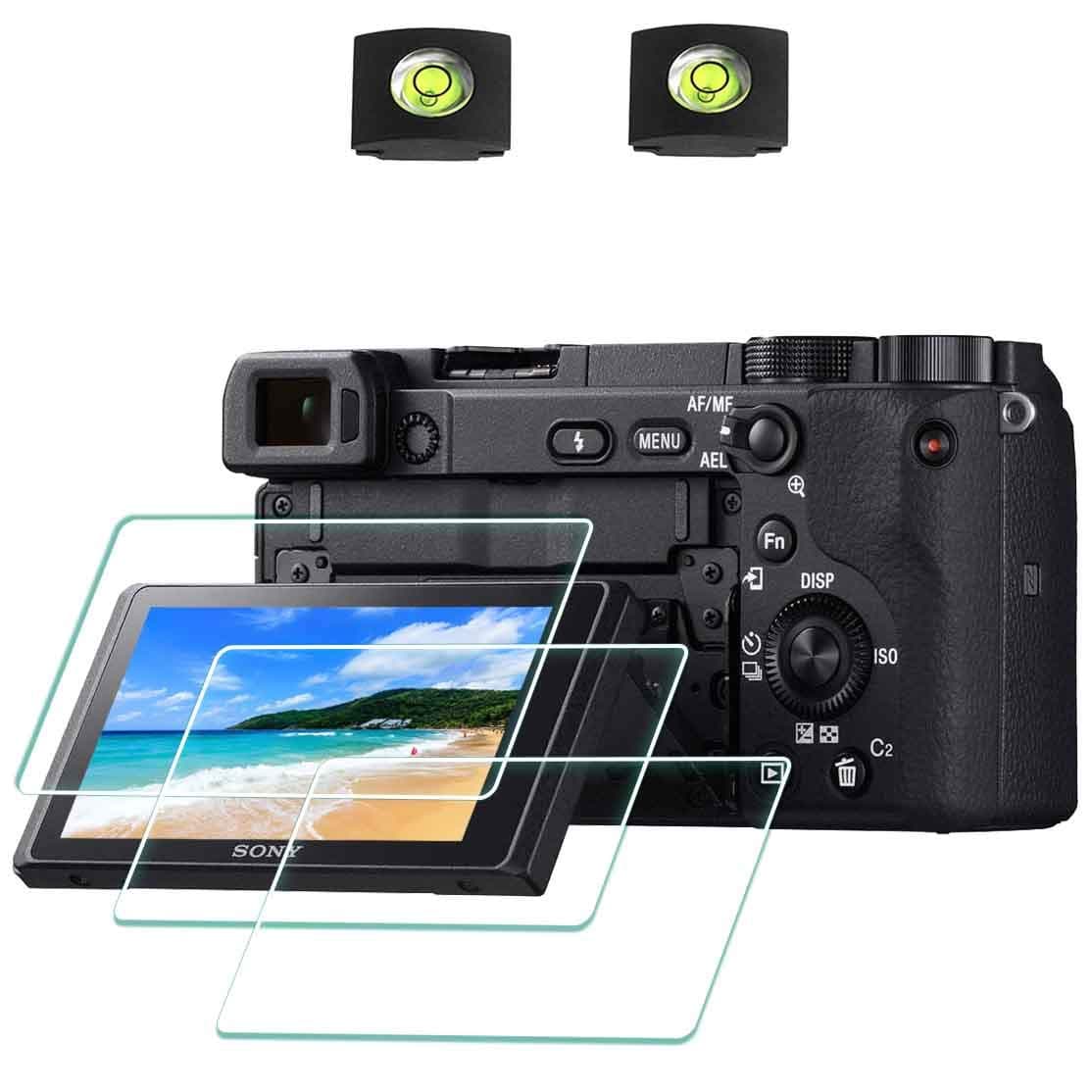 Screen Protector for Sony Alpha A6300 A6400 A6000 A5000 A6600 A6100 Camera & Hot Shoe Cover, Alpha 6300 6400 6000 5000 6600 6100 Tempered Glass Flim 0.3mm 9H Hardness Anti-Scrach Anti-Bubble