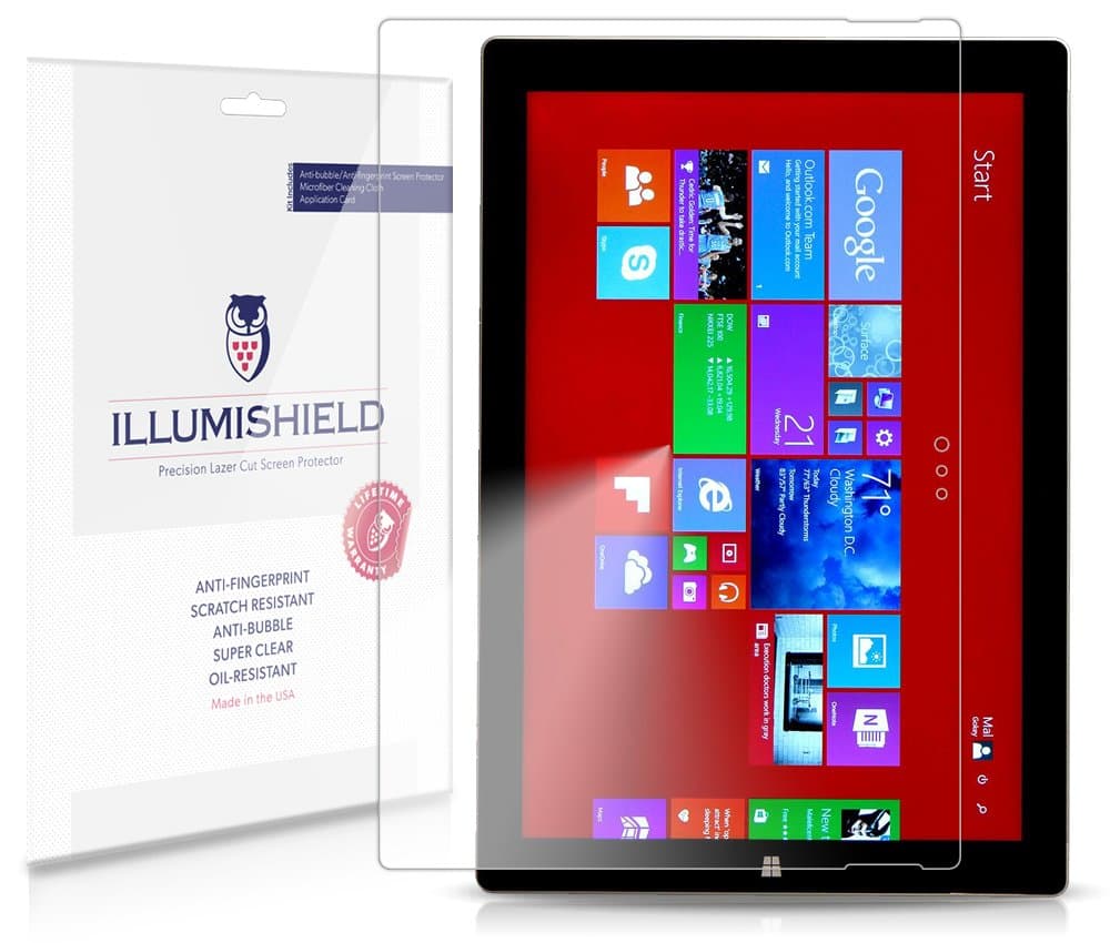 ILLUMISHIELD Screen Protector Compatible with Microsoft Surface Pro 3 (2-Pack) Clear HD Shield Anti-Bubble and Anti-Fingerprint PET Film