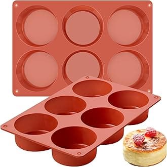 2-PK Silicone Egg Bite Molds Deep 3 Inch Frittata Baking Pans, Non-Stick Round Silicone Molds for Egg Breakfast Sandwich, English Muffin, Cheesecake, Dinner Rolls