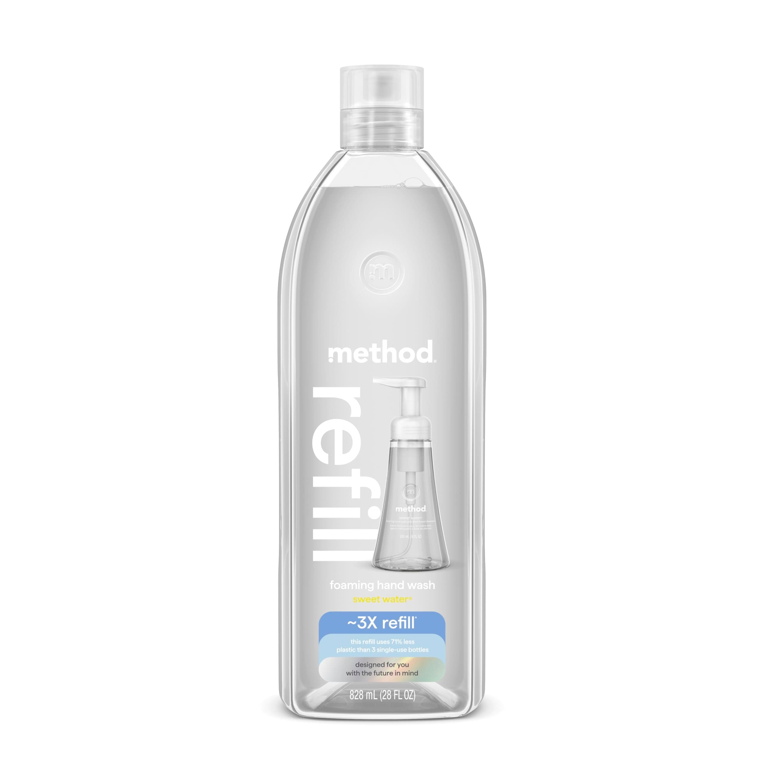 Method Foaming Hand Soap, Refill, Sweet Water, Recyclable Bottle, 28 oz, (Pack of 1) (Packaging May Vary)