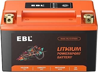 EBL Motorcycle Battery Lithium YTZ12S-BS LiFePO4 12V 5Ah 300A YTZ10S-BS Compatible ATV, UTV, Jet Ski, Quad, Lawn Mower, Tractor, Scooter