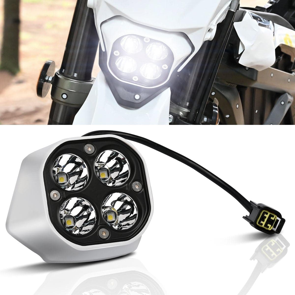 Upgraded Front Headlight with Cover for Sur Ron Ultra Bee 2022 2023,Motorcycle Headlamp Bright Lamp with Switch Shroud Protector Head Light Assemblies,Plug N Play