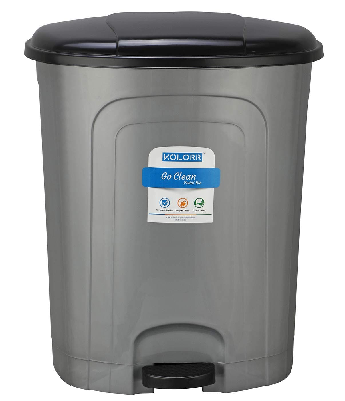 Kolorr Go Clean Pedal Waste Garbage Bin Modern Design Plastic Dustbin - 50L (Silver)