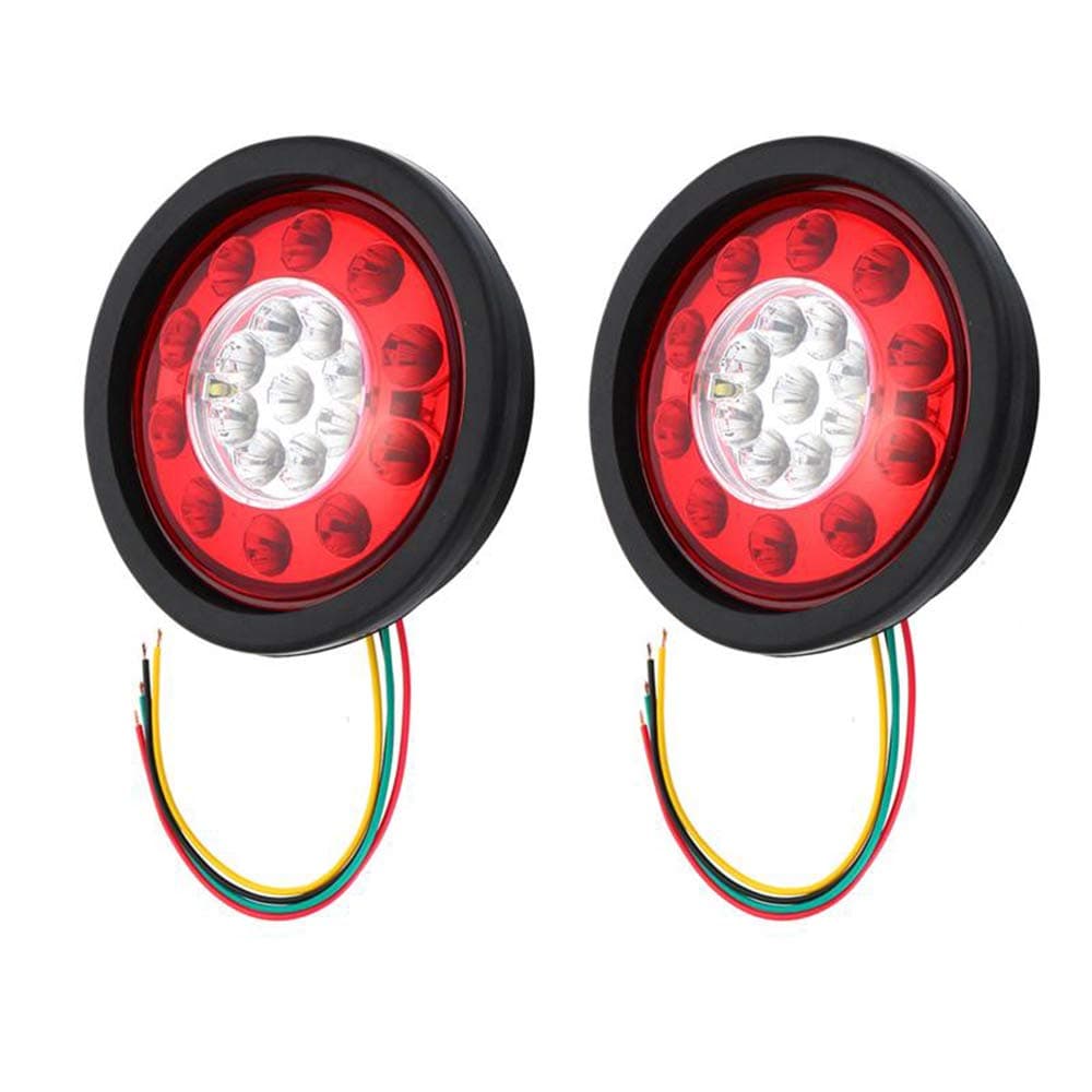 HEHEMM Tail Light, 19 LED Round Tail Brake Light Side Lamp Amber Red Truck Trailer Lorry Stop Light Turn Signal Light Brake Light Signal Light 10-30V Pack of 2 (Black)