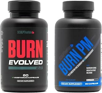 Sculpt Nation by V Shred Burn Day and Burn PM with Capsimax Green Coffee Melatonin and Herbal Extracts 2 Pack for Metabolism and Sleep Support