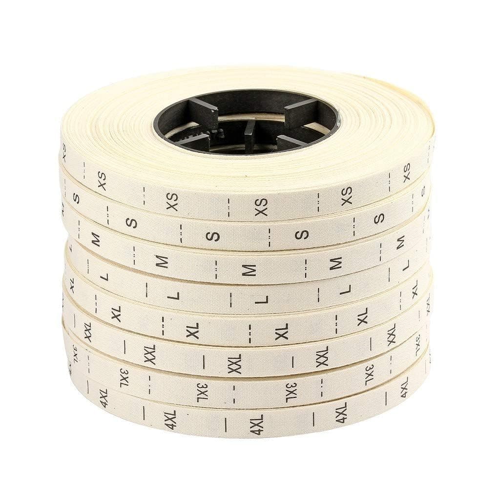 Bobbiny | Cotton Size Label [1 Roll = Pack of 2000 Labels] (Off-White) Number Roll Tags for Clothing, Dresses, and Other Projects (M)