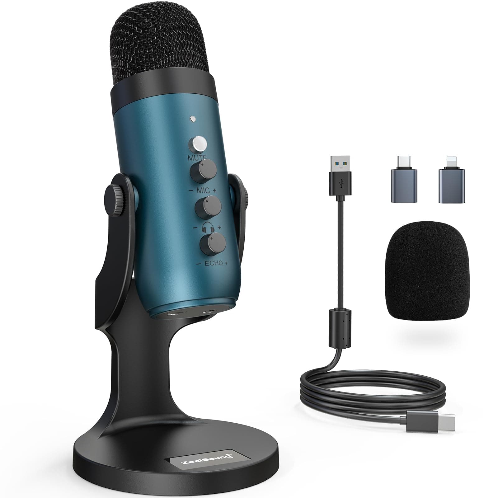 USB Condenser Microphone,Computer PC Gaming Mic,Plug&Play Microphones for PS 4&5.Monitor Adjust&Volume Control,Mic Gain Control,Mute Button for TikTok,YouTube Podcast on Mac&Windows(Teal)