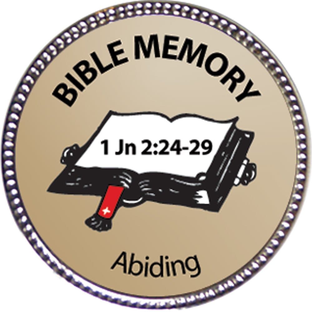 Abiding (1 John 2:24-29) Bible Memory Award, 1 inch Dia Silver Pin 'Bible Memory Achievements Collection' by Keepsake...