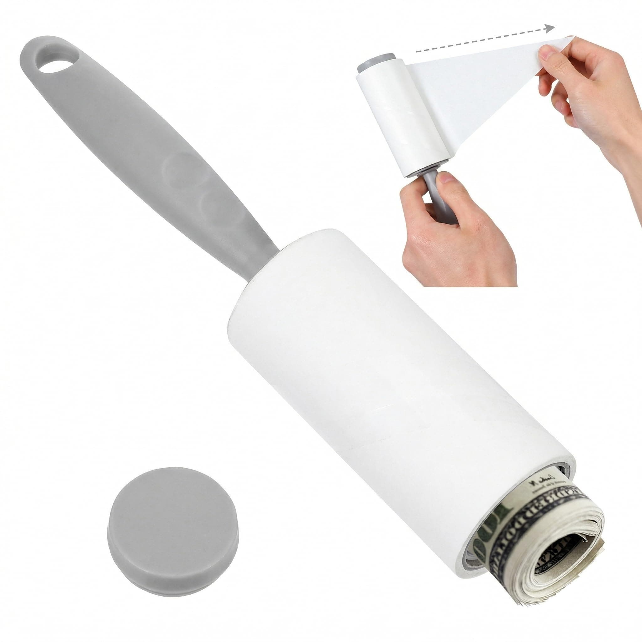 DOITOOL Hidden Safe Lint Roller Diversion can - Portable Secret Storage Container for Cash, Jewelry, and Small Items - White, Plastic, 8.86 X 1.77 X 1.77 Inches