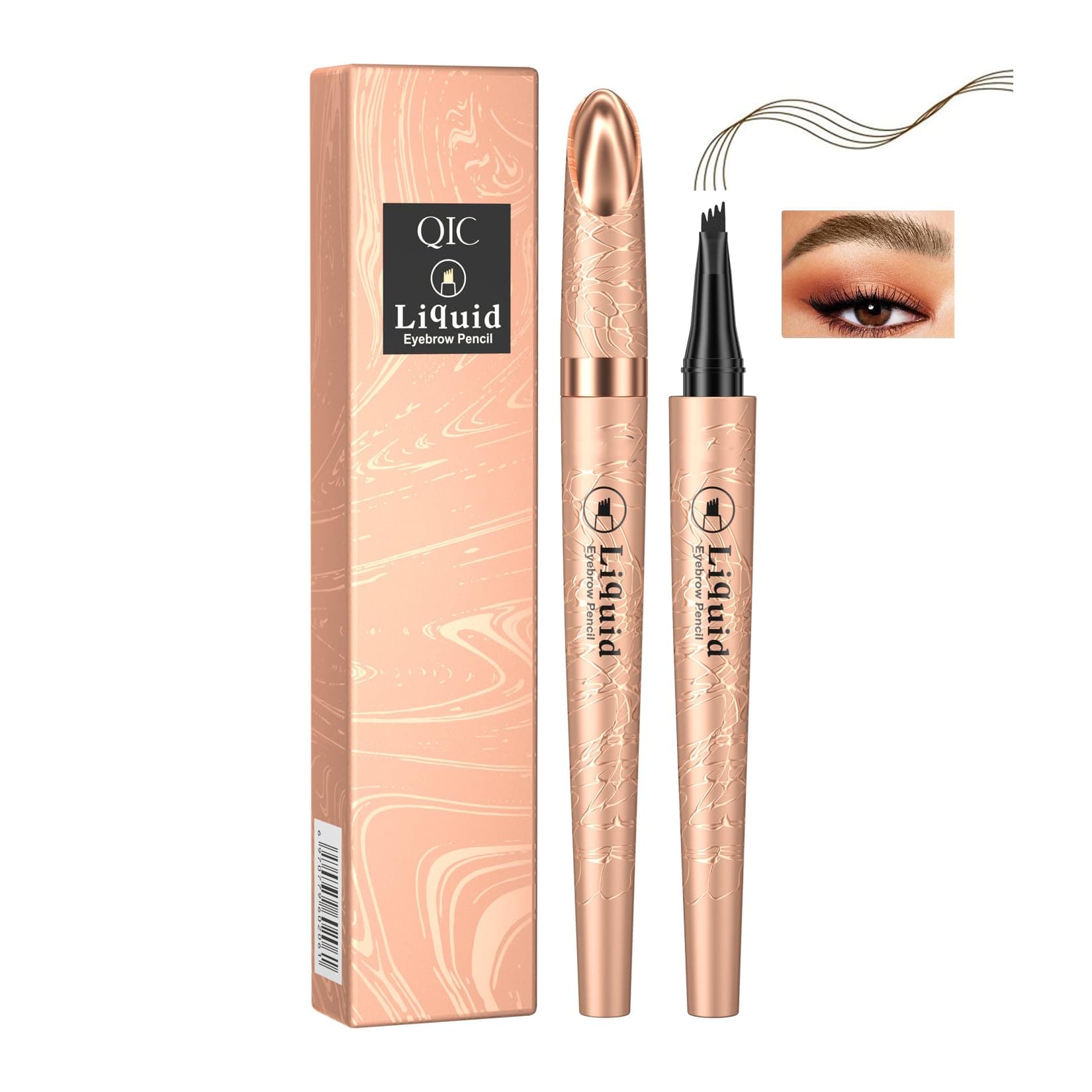 2025 New 4 Fork Tip Microblading Eyebrow Pen, Waterproof 4D Brow Pencil for Natural, Precise, Long-Lasting 24HR Brow Pencil for Natural-Looking Hair-Like Strokes (Light Brown)