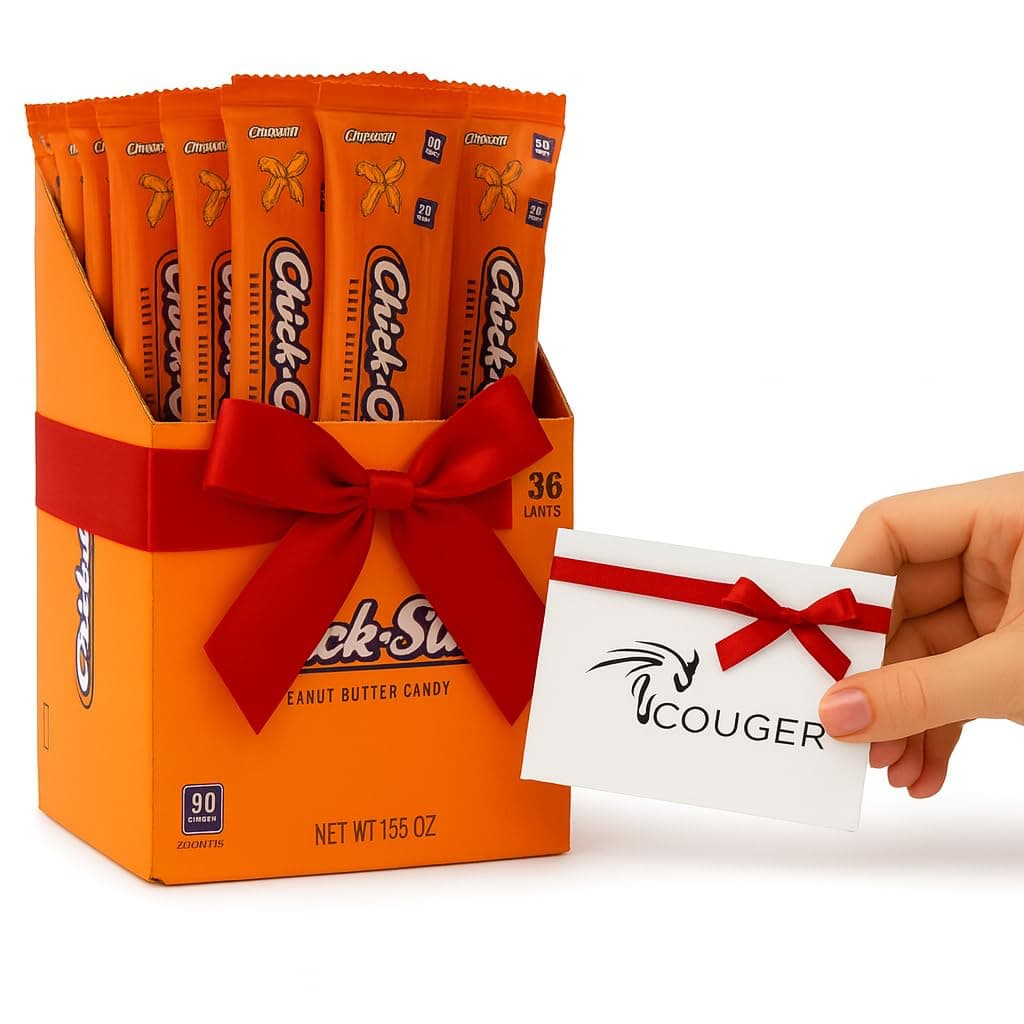 Masterpax Crunch Club Gift Bundle – Contains 36 Count Box of Peanut Butter & Toasted Coconut Sticks + Exclusive Couger Wildlife Fact Card – Curated & Shrink-Wrapped”