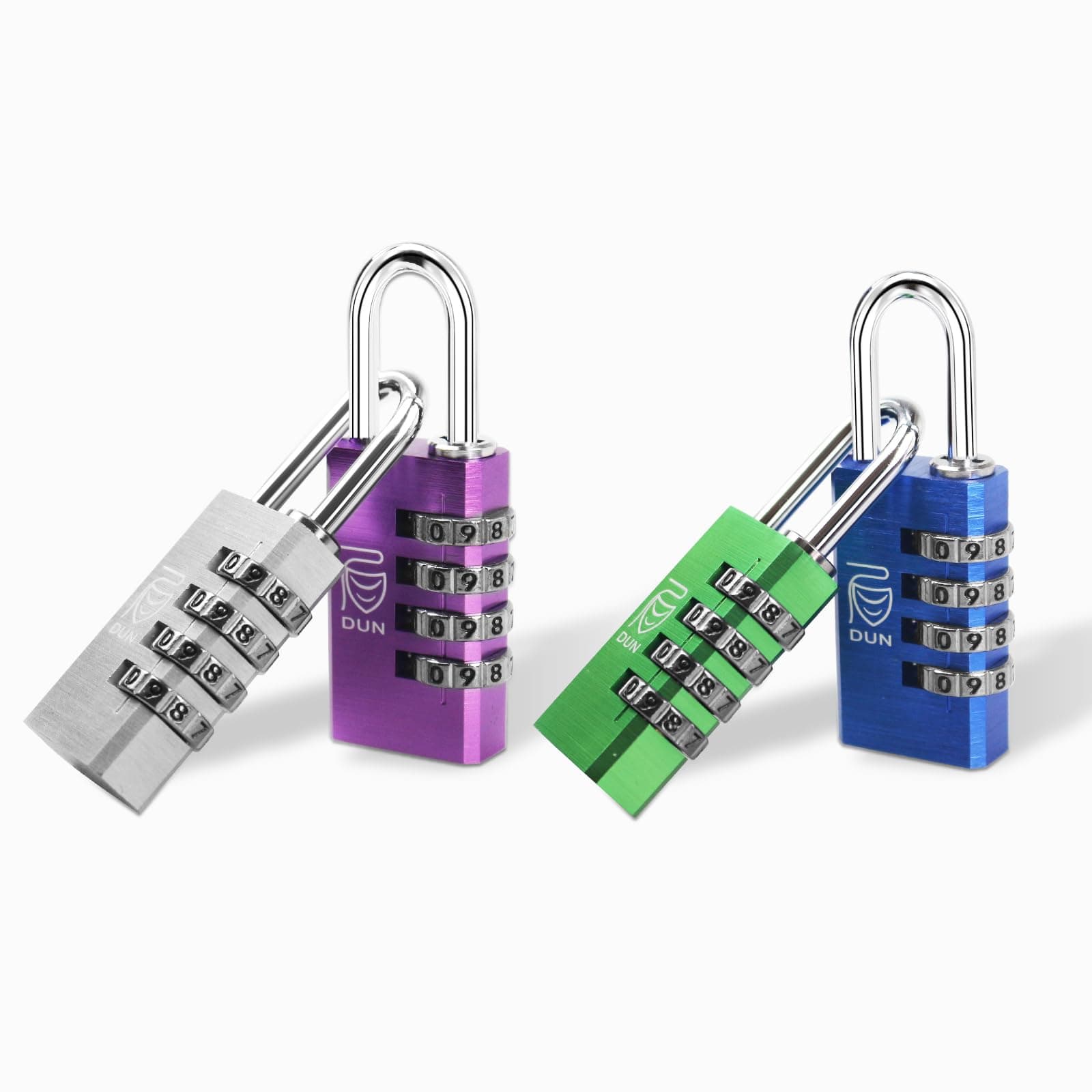 DUN4 Pack Combination Locks Mixed Color 4 Digit Combination Lock Outdoor Locker Lock (Square Edge)