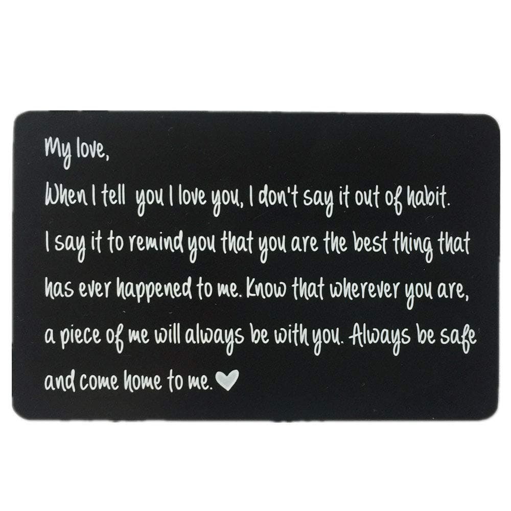 Engraved Wallet Inserts, Personalized Wedding Anniversary Gift for Men, Best Husband Gifts, Valentines Gifts, Deployment Gifts for Men, Fathers Day, Dad Gifts, Fiance Gifts