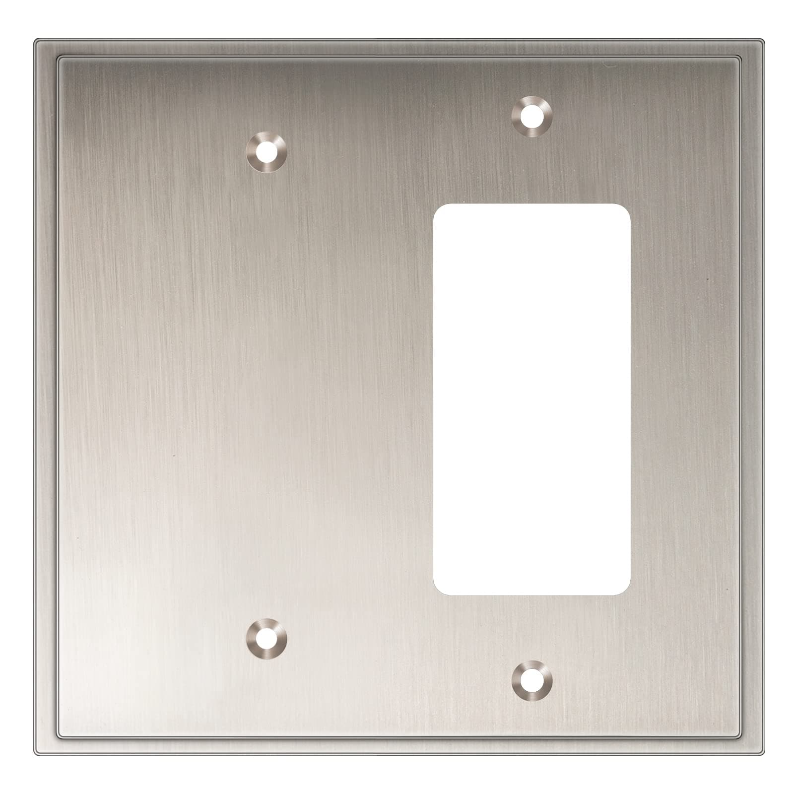 Henne Bery Soft Modern Decorative Wall Plate Switch Plate Outlet Cover (Blank/Decorator, Satin Nickel)