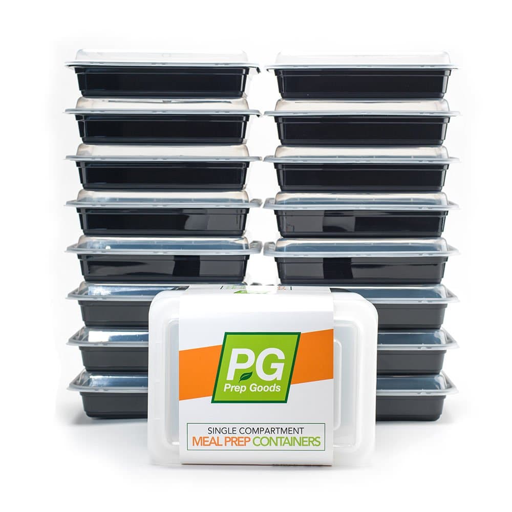 PrepGoods Meal Prep Containers [16 Pack] Single Compartment | Food Storage Bento Box | Reusable Lunch Box | BPA Free| Portion Control | Microwave/Dishwasher/Freezer Safe (28 oz)
