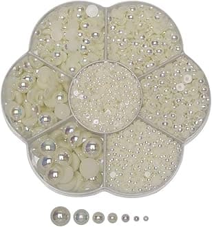 Chenkou Craft 3000PCS 1 Box Beige Round Flatback Imitation Half Pearls Bead Loose Beads Gem (Beige Half Ball)