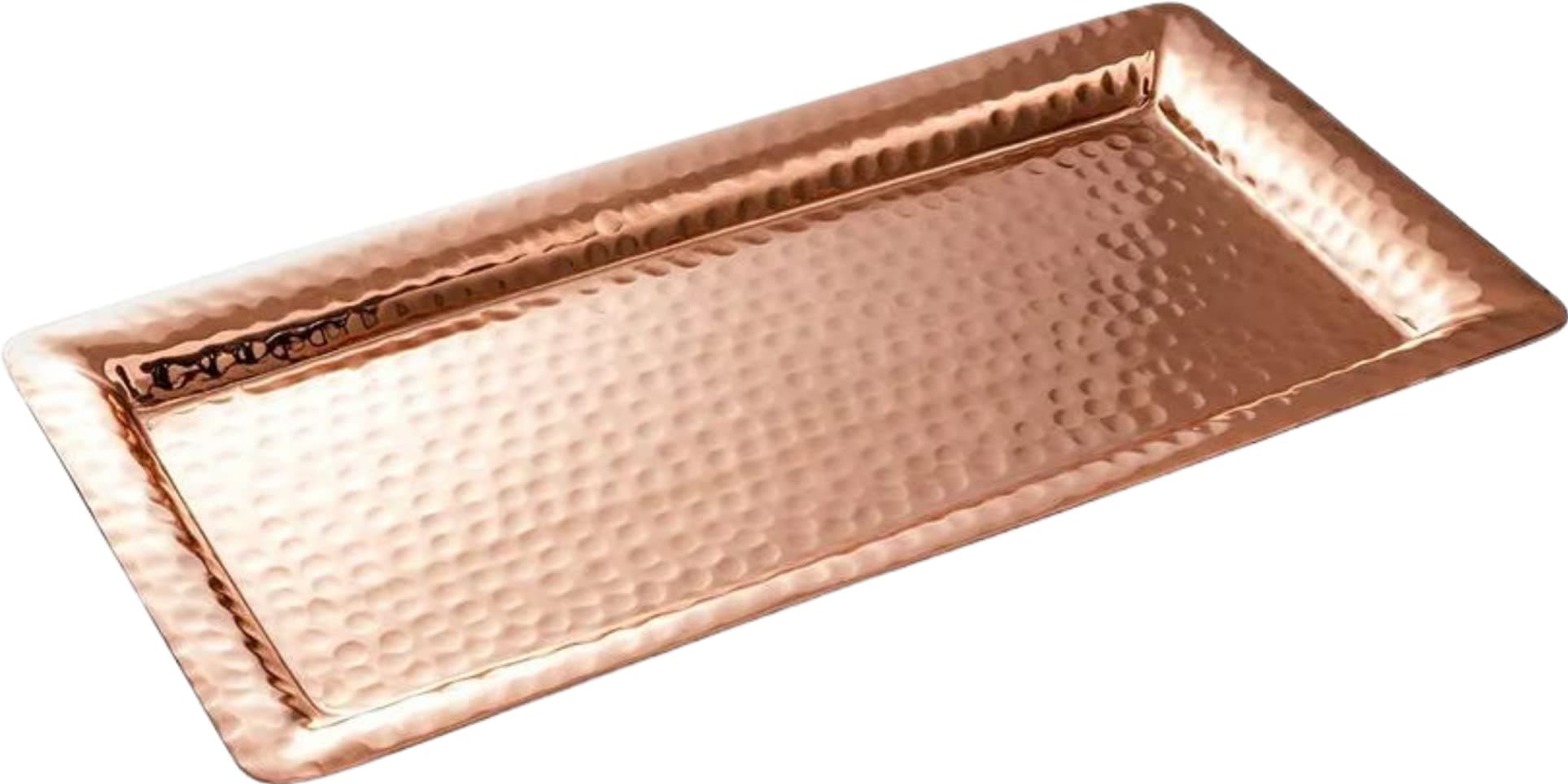 Monarch Abode Decorative Tray – 12-Inch Hand Hammered Copper Plated Metal Bathroom Tray Countertop, Vanity Trays Organizer, Perfume Plate for Dresser, Kitchen Countertop Small Fruit Platter