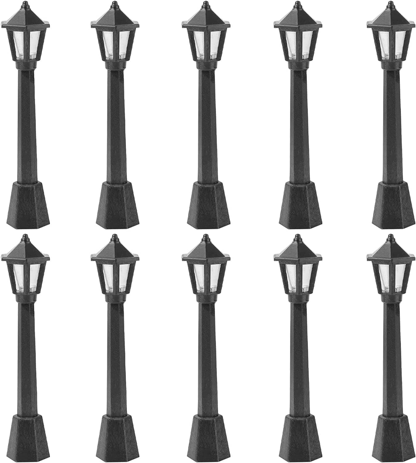 Excefore Mini Street Light Model Solar Lamp, 10 Pcs Post Street Lights Microscopic Model Lights for Miniature Dollhouse Micro Landscape Fairy Garden Accessories (Black)