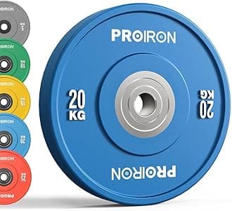 PROIRON Olympic Rubber Bumper Plates,Floor Protective Weight Plates,2" Solid Weight Plates for Barbell Strength Training and Weight Lifting,Less Impact, Absorb Bounce & Shock,5KG(11LB)/10KG(22LB)/15KG(33LB)/20KG(44LB),Single or Pair
