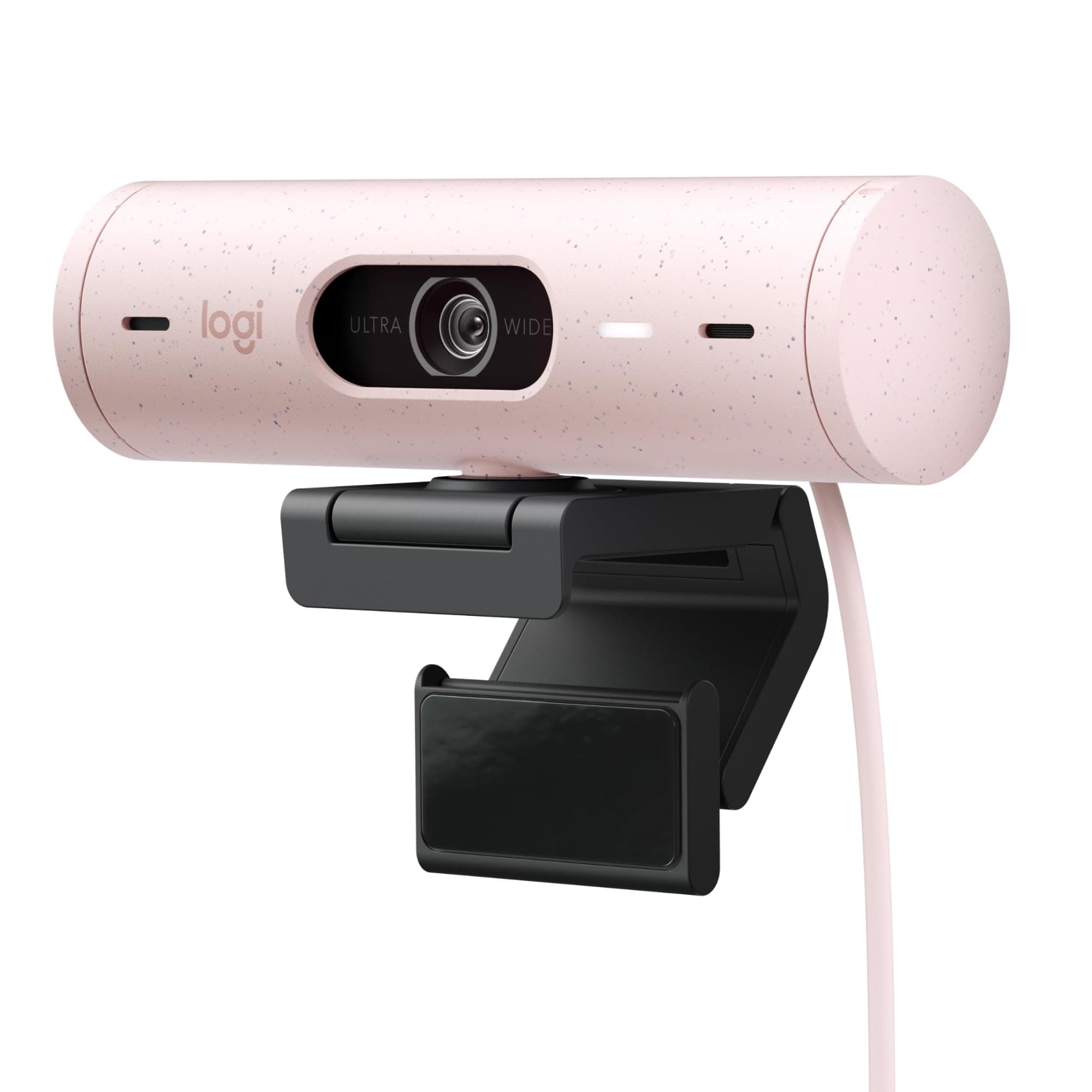 Brio 500 Full HD webcam, auto framing, Show Mode, noise reducing mics, privacy shutter, USB-C, streaming & video calling - Microsoft Teams, Google Meet, Zoom, PC/Mac - Pink