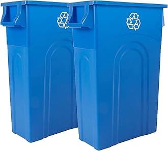 United Solutions Highboy Recycling Container, 23 Gallon, Space Saving Slim Profile and Easy Bag Removal for Indoor or Outdoor use, Recycle Blue (Pack of 2)