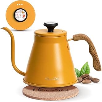 Gooseneck Kettle, Harriet 37oz Pour Over Kettle Stove Top, Stainless Steel Coffee kettle with Thermometer, Tea Kettle with 3-Layer Base, Anti-Hot Handle, for Drip Coffee & Tea