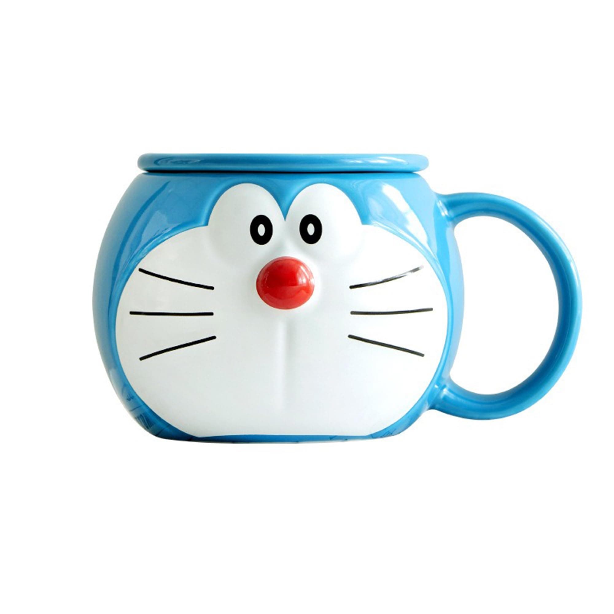 YY Large Capacity Ceramic Coffee Mug 16oz 480ml - Blue White Cat Design, Dishwasher & Microwave Safe Anime Style Gift for Fans