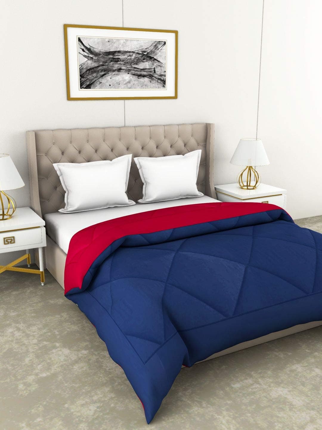 Bianca 180 GSM Air Cool Microfiber Reversible Comforter for All Weather -1pc Double (Carlson) Abstract-Night Fall/hot Pink (Winter Collection)