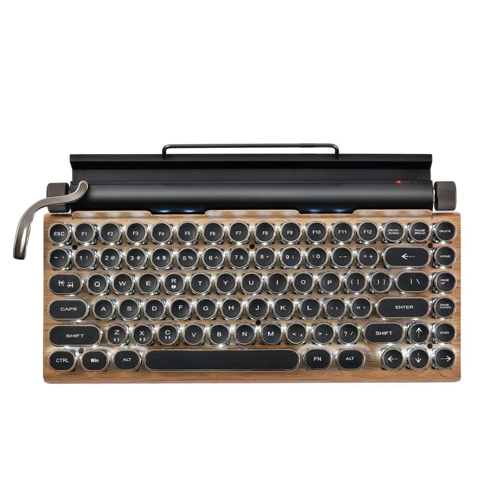 Retro Typewriter Bluetooth Mechanical Keyboard, 83 Keys, PC, Laptop Gaming Keyboard with Micro USB, Plastic, Retro Design, Gaming Features