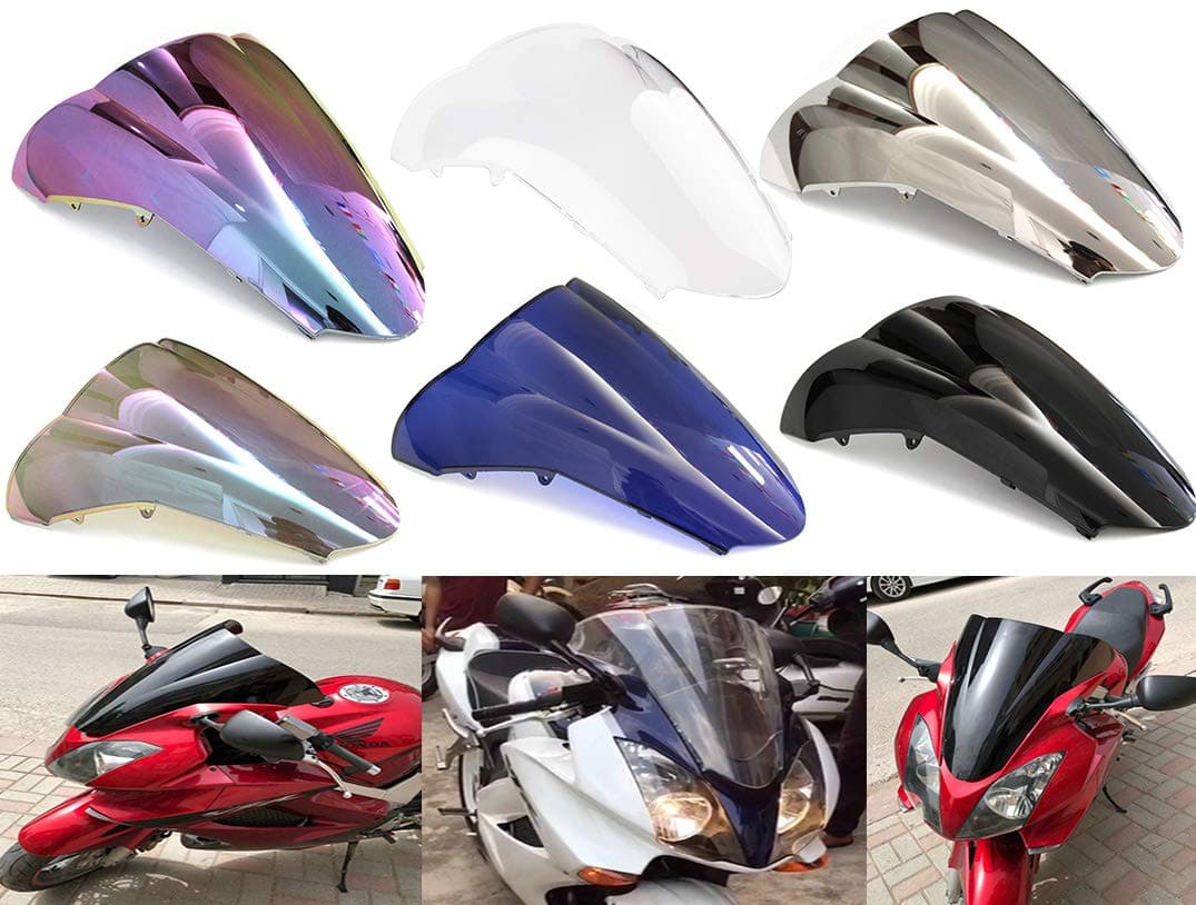 Motorcycle Double Bubble WindScreen Windshield Wind Deflectors Motorbike screen Airflow For Honda VFR800 2002-2012 (Iridium)