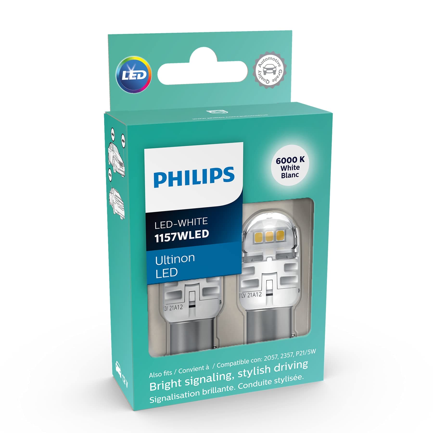 Philips 1157 Ultinon LED Bulb (White), 2 Pack