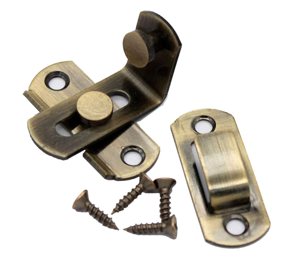 90 Degree Right Angle Door Latch Hasp Bending Latch Buckle Bolt Sliding Lock Barrel Bolt with Screws for Doors and Windows