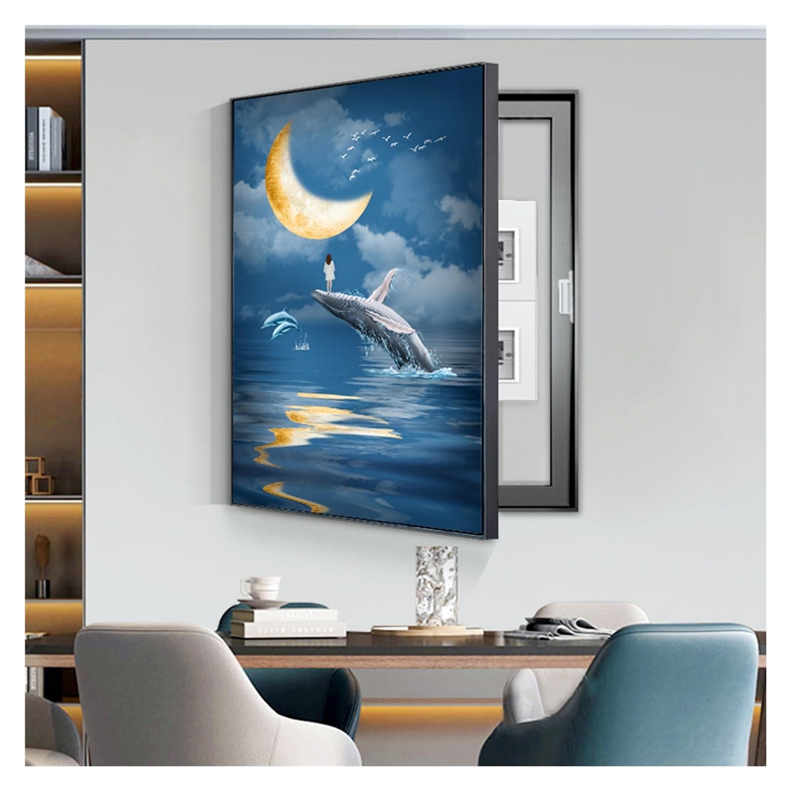 Electrical Panel Cover Decorative, Breaker Box Cover Decorative, Meter Box Decorative Painting, Wall Mounted Hide Fuse Box Cover Cabinet(H,60x80cm/24x31in)