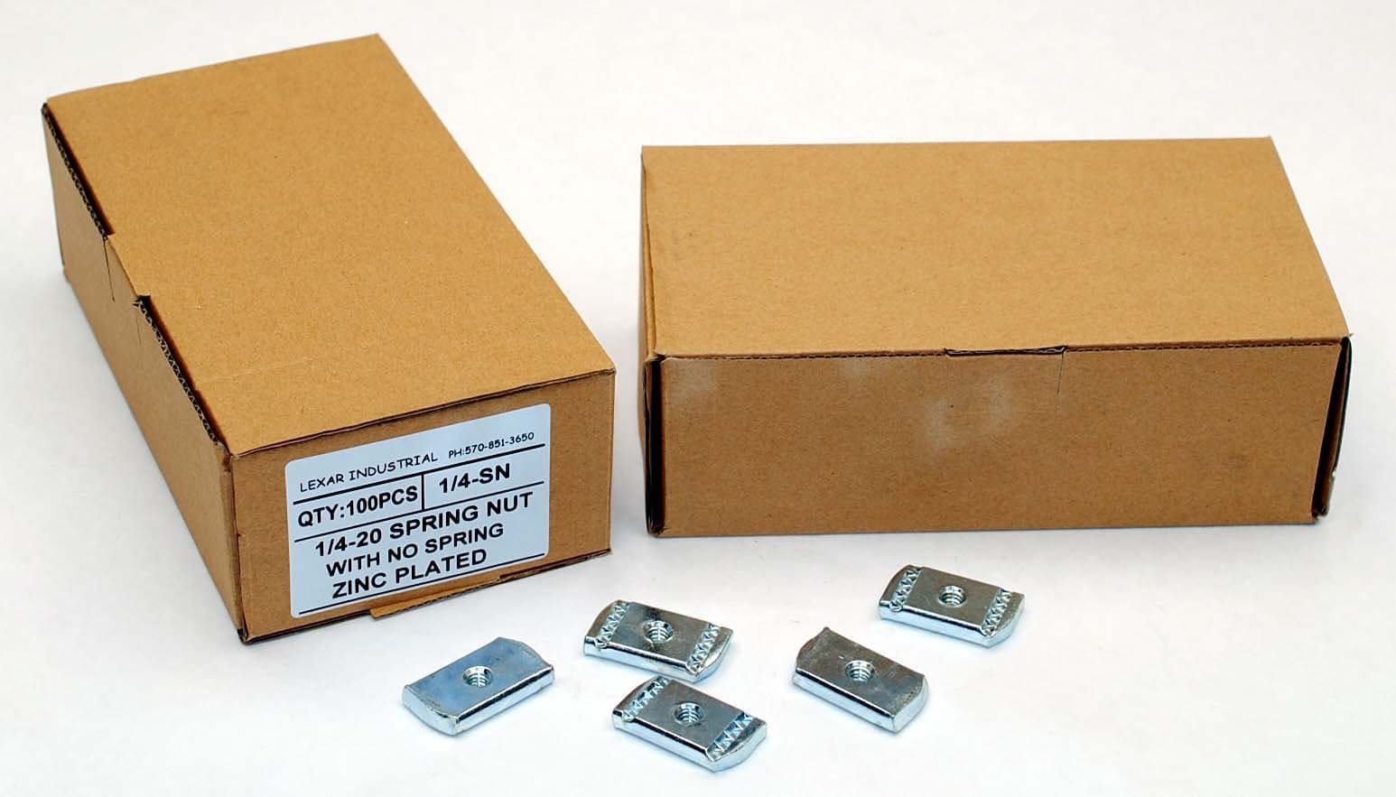 (100) Strut Channel Nuts 1/4-20 No Spring Zinc Plated Unistrut Nut